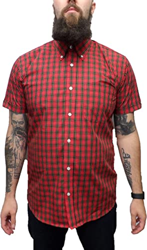 Relco Herren Karierte Hemden, Rotes Tartan-Muster, XL von Relco