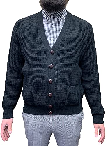 Relco - Herren Strick-Cardigan - Waffelmuster - Schwarz - 3XL von Relco