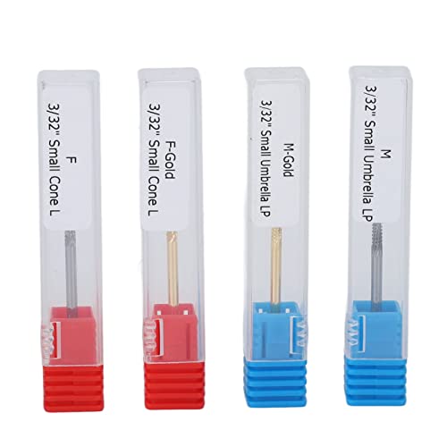 4pcs Tungsten Steel Nail Drill Bits Set | Clear Nail Adhesive/Shape/Polish | Universal Nail Art Grinding Bits for Left & Right Hands | with Protective Storage Cases von Reliant Jazzy