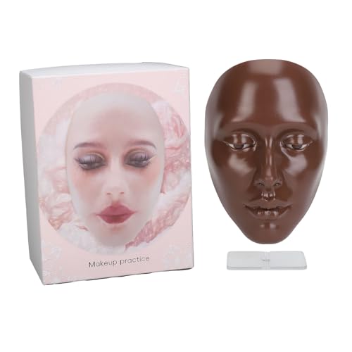 5D Silicone Makeup Practice Face | Realistic Skin Texture Mannequin Board for Beginners/Experts | Detachable Eyes & Simple Maintenance | Cosmetology Training Tool (Black) von Reliant Jazzy