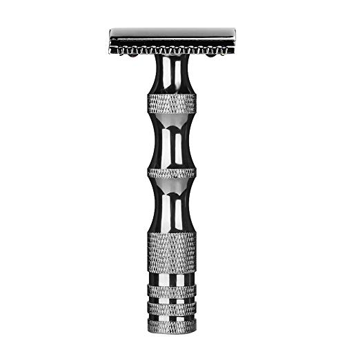 Classic Men ' s Protective Shaver | Secure - Grip Metal Handle & Dual Cutting Design | Vintage Style Manual Shaver for Sensitive Skin/Travel/Presents | Easy Cutting Change (Black) von Reliant Jazzy