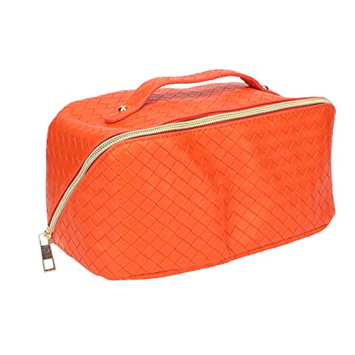 Large Capacity Makeup Travel Bag | PU Leather Spill - Proof Cosmetic Organizer for Women | Checkered Design with 180 Degree Opening | Present for Girlfriend/Mother/Wife | Large Capacity Makeup Travel Bag | PU Leather Spill - Proof Cosmetic Organizer for Women | Checkered Design with 180 Degree Opening | Present for Girlfriend/Mother/Wife | von Reliant Jazzy