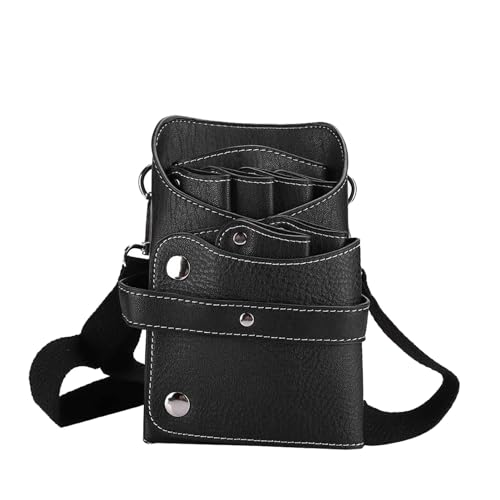 Portable Barber Scissors Waist Bag | Hair Clipper & Comb Storage for Travel/Salon/Home | PU Leather Protective Tool Organizer with Detachable Strap (Black) von Reliant Jazzy