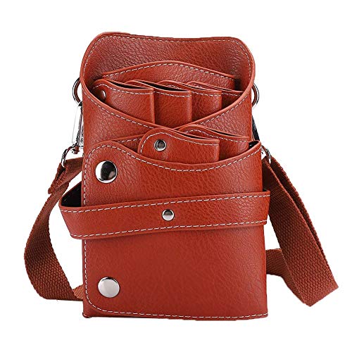 Portable Barber Scissors Waist Bag | Hair Clipper & Comb Storage for Travel/Salon/Home | PU Leather Protective Tool Organizer with Detachable Strap (Brown) von Reliant Jazzy