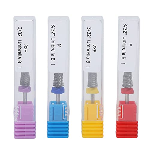 Tungsten Carbide Nail Drill Bits Set | 4pcs for Acrylic/Polish Removal & Cuticle Care | Nail File Bits for Electric Drills | Includes Storage Box von Reliant Jazzy
