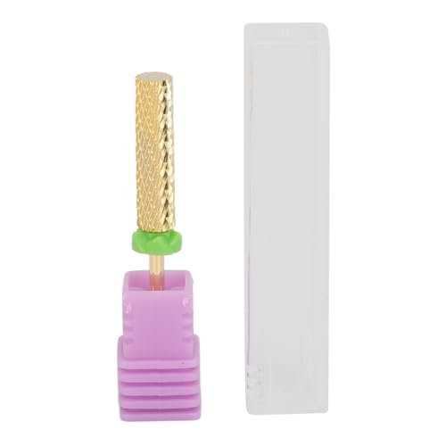 Tungsten Steel Nail Drill Bit | Cylinder Shape for Acrylic Polish/Flat Top/Cuticle Removal | Gold Finish Bit for Pedicure & Manicure | Reusable & Sturdy (130#-C) von Reliant Jazzy