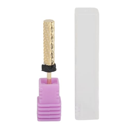 Tungsten Steel Nail Drill Bit | Cylinder Shape for Acrylic Polish/Flat Top/Cuticle Removal | Gold Finish Bit for Pedicure & Manicure | Reusable & Sturdy (131#-XC) von Reliant Jazzy