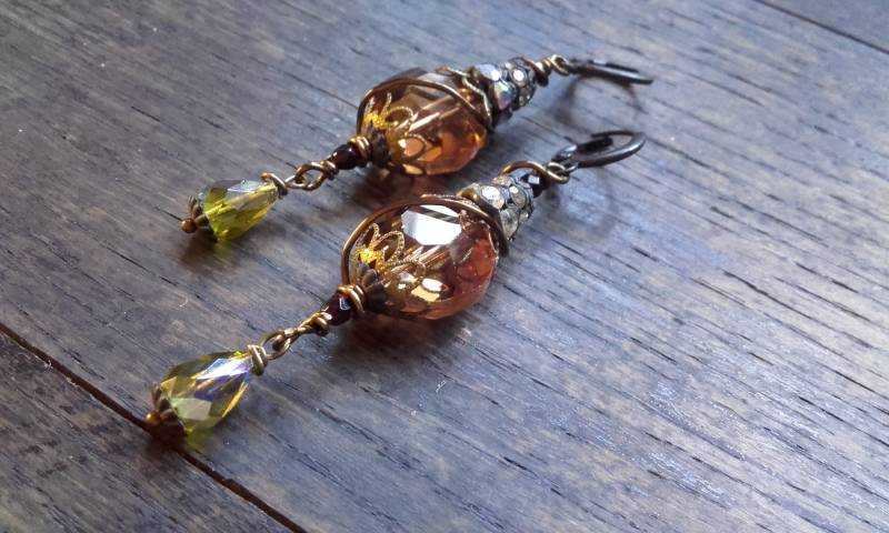 Vintage Swarovski Kristall Boho Chic Lange, Auffällige Statement-Ohrringe Vintage Swarovski Kristall Boho Chic Lange, Auffällige Statement-Ohrringe von RelicJewelleryUK