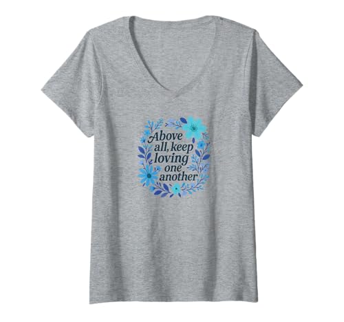 Damen Vor allem lieben Sie einander T-Shirt mit V-Ausschnitt Damen Vor allem lieben Sie einander T-Shirt mit V-Ausschnitt von Religion Tees