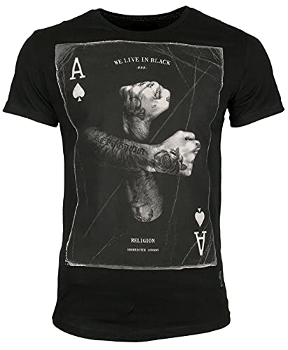 Religion Clothing Herren T-Shirt ACES UP (Jet Black, S) von Religion