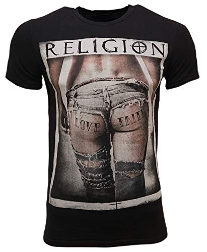 Religion Herren T-Shirt Love Faith Bum-Schwarz-S von Religion