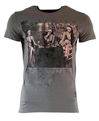 Religion Herren T-Shirt Strip Poker (Grau, M) von Religion