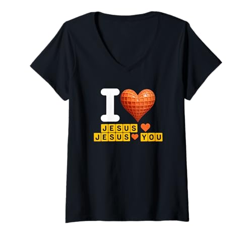 Damen Christliches Sprichwort Ich Liebe Jesus liebt Dich Glaube Frauen Männer T-Shirt mit V-Ausschnitt Damen Christliches Sprichwort Ich Liebe Jesus liebt Dich Glaube Frauen Männer T-Shirt mit V-Ausschnitt von Religious Bible Verse Gospel Worship Prayer Heart