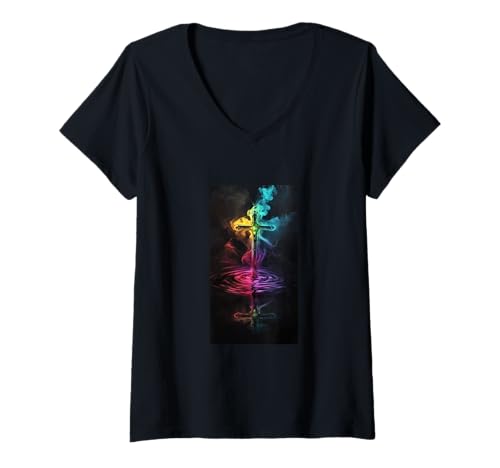 Damen Gothic Kreuz Grunge Aesthetic Y2k Goth Christian T-Shirt mit V-Ausschnitt Damen Gothic Kreuz Grunge Aesthetic Y2k Goth Christian T-Shirt mit V-Ausschnitt von Religious Faith Christianity Cross Jesus