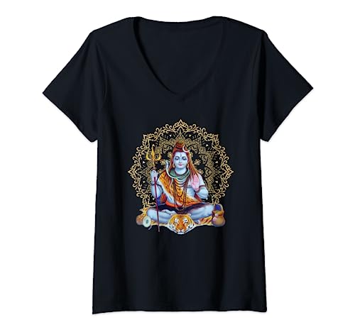 Damen Namaste India God Shiva Hinduismus Gottheit Glaube T-Shirt mit V-Ausschnitt Damen Namaste India God Shiva Hinduismus Gottheit Glaube T-Shirt mit V-Ausschnitt von Religious Shiva design