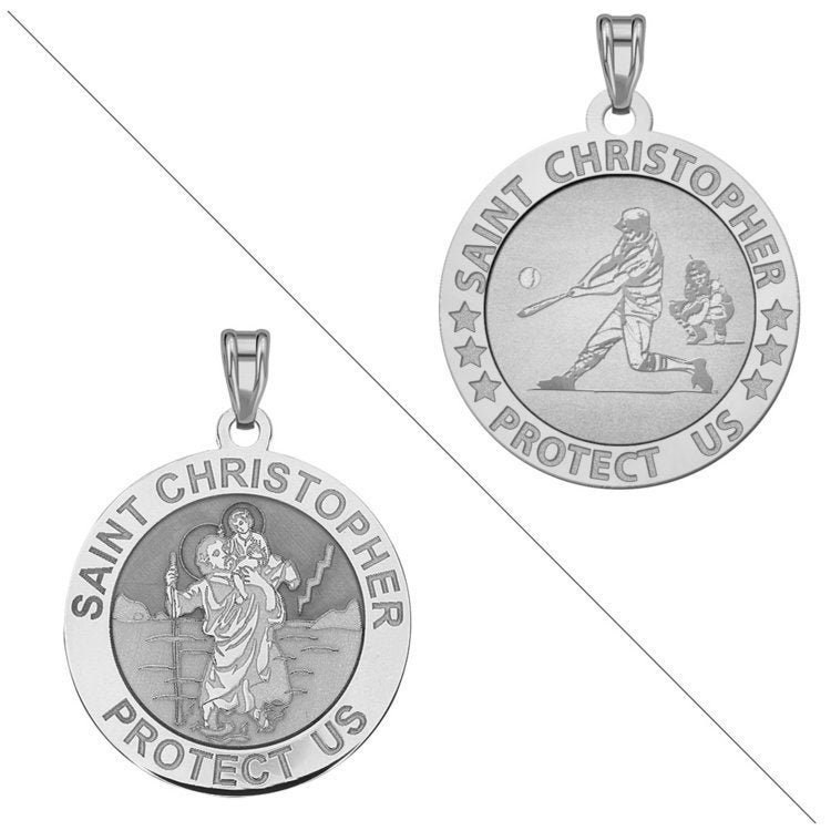 Baseball - Heiliger Christopher Doppelseitig Sport Religiöse Medaille "Exklusiv" von ReligiousJewelshop