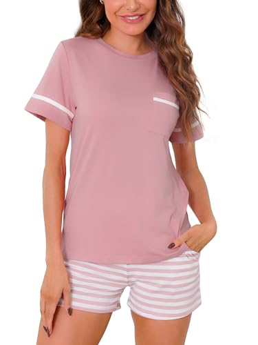 Reliwel Schlafanzug Damen Kurz Baumwolle Shorty Pyjama Damen Katzen Kurzarm Nachtwäsche Set Zweiteiliger Hausanzug Loungewear von Reliwel