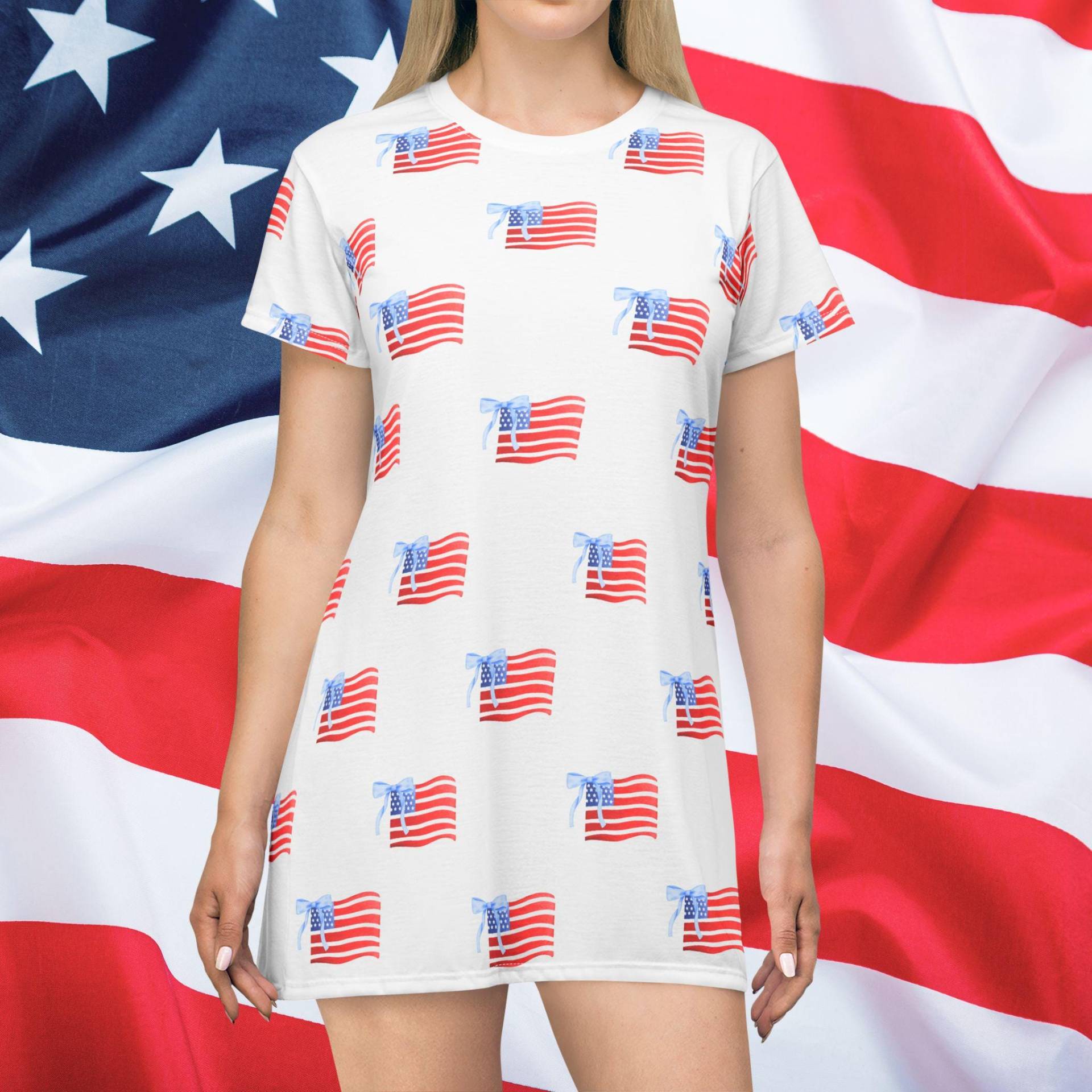 All-American Pride T-Shirt Dress, Usa, Usa Florida, Patriotic 4Th Of July Labor Day, Summer All Over Print von RelleFromTheBlog