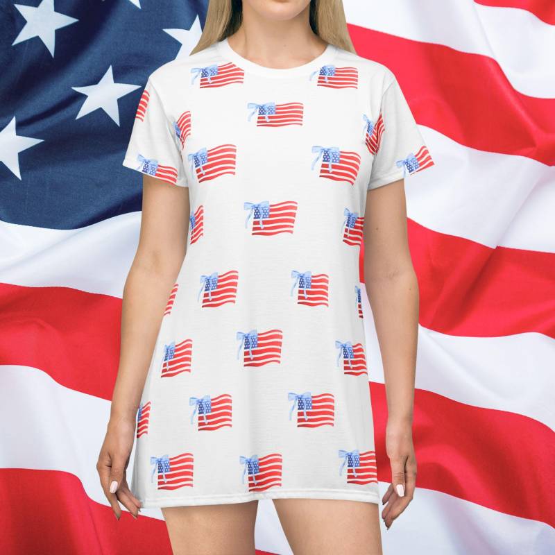 All-American Pride T-Shirt Dress, Usa, Usa Florida, Patriotic 4Th Of July Labor Day, Summer All Over Print von RelleFromTheBlog