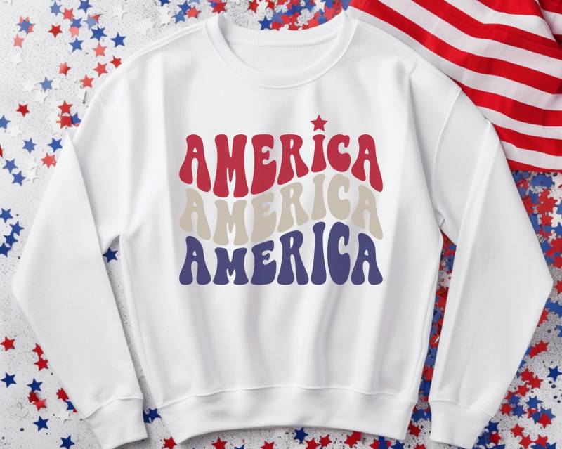 All-American Sweatshirt Unisex, Usa Sweatshirt, Shirt, Patriotic America Retro 4Th Of July von RelleFromTheBlog