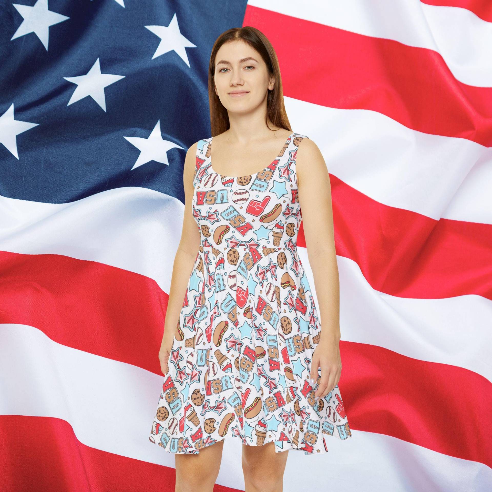 American Treats Skater Dress, Usa Flag Patriotic 4Th Of July Labor Day, Summer Formal Dress von RelleFromTheBlog
