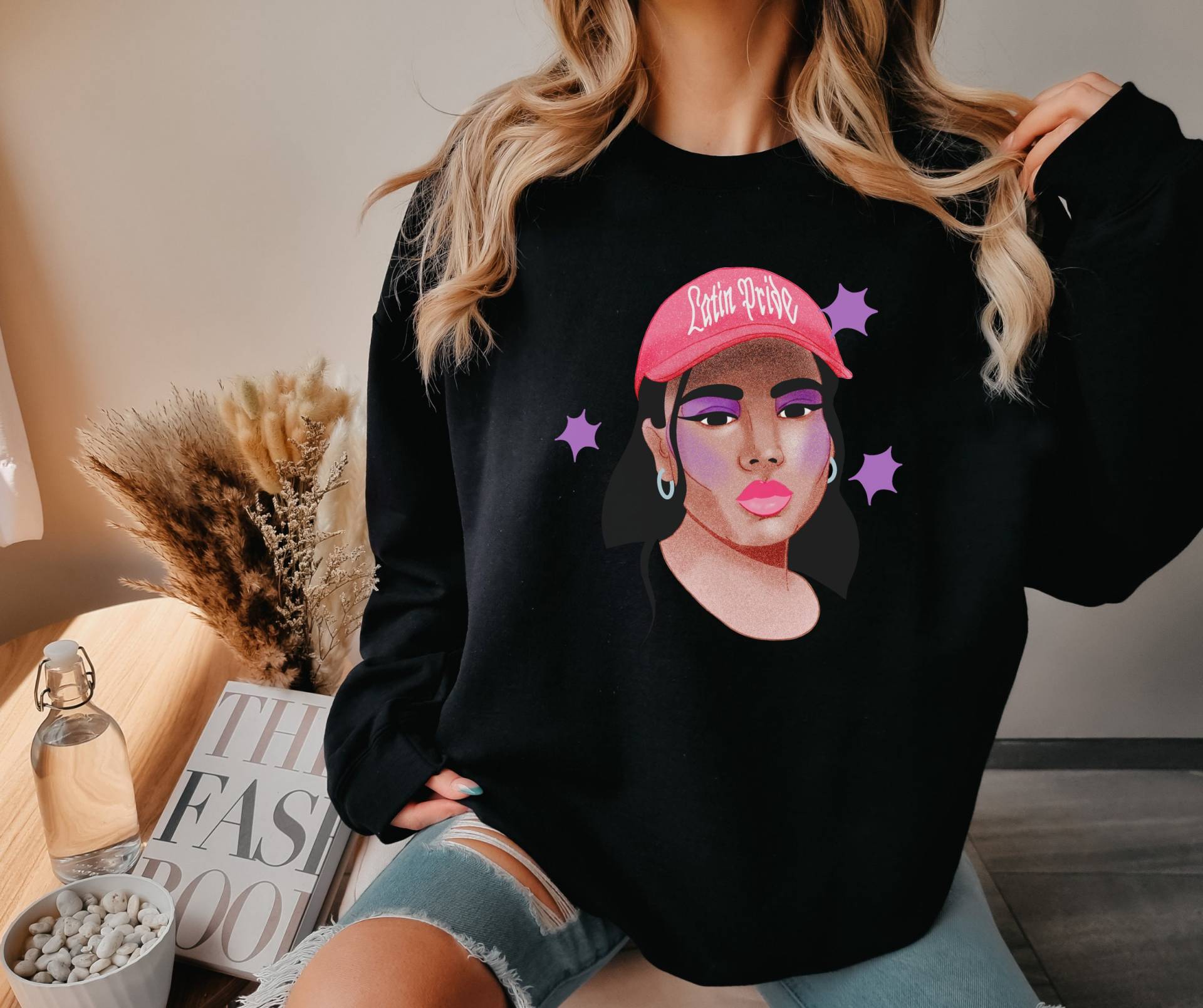 Latina Sweater | Sweatshirt Afro Art Power Latino von RelleFromTheBlog