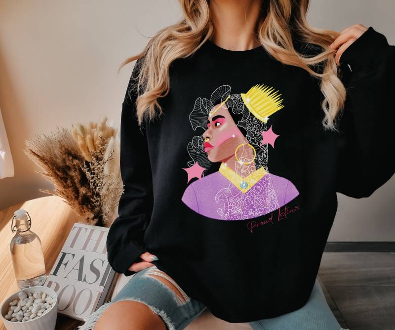 Latina Sweater | Sweatshirt Afro Art Power Latino von RelleFromTheBlog