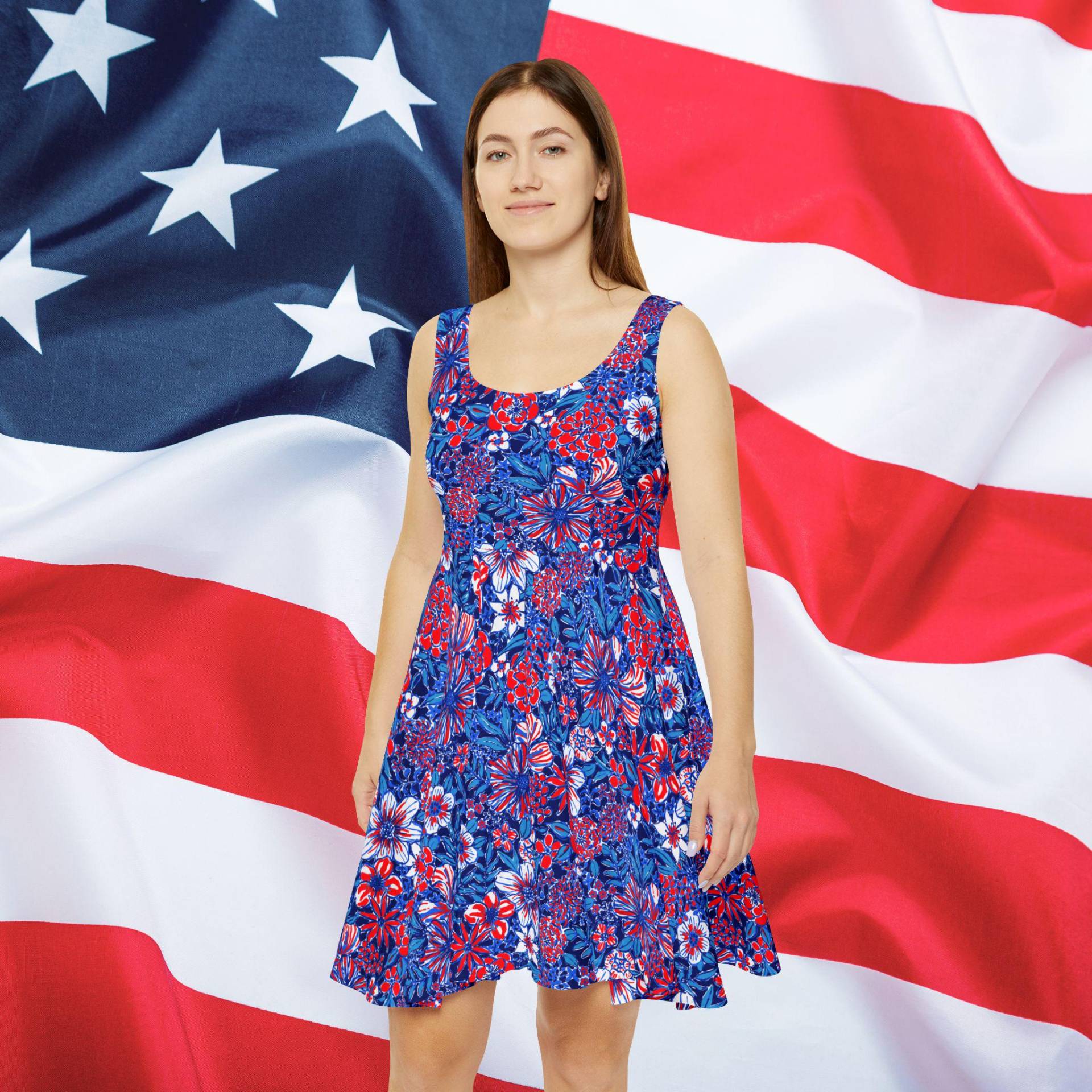Liberty Garden Skater Dress, Usa Flag Patriotic 4Th Of July Labor Day, Summer Formal Dress von RelleFromTheBlog