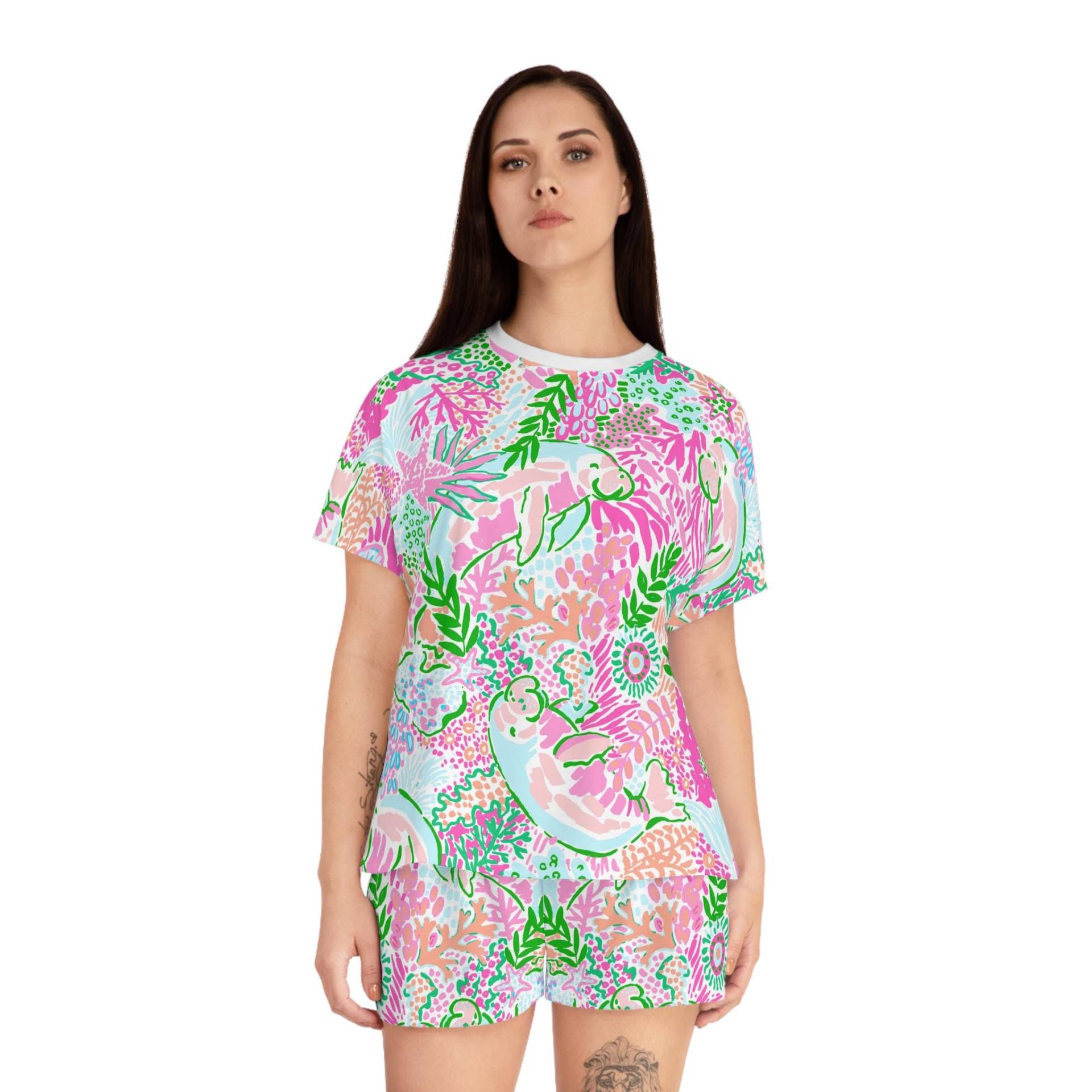 Manatee Paradise Women's Short Pajama Set, Pajama, Holiday Florida Usa Short, Summer von RelleFromTheBlog