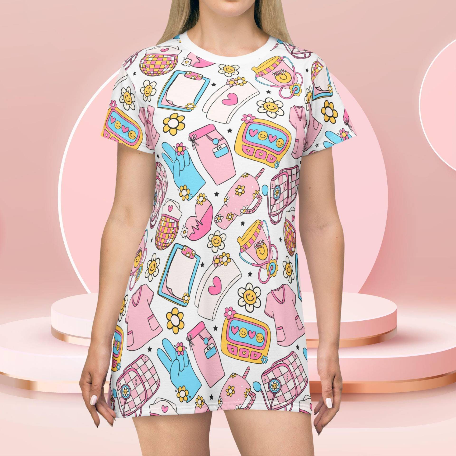 Nurse T-Shirt Dress, Custom Dress Women, Design, Graphic Women Gift, Oncology von RelleFromTheBlog