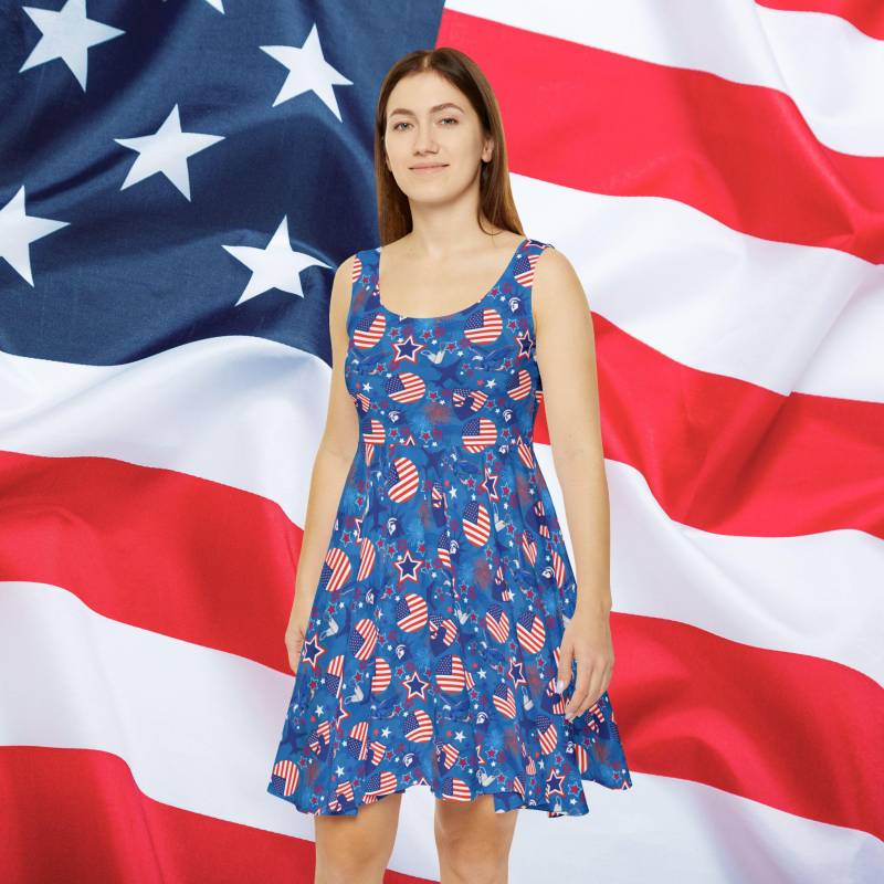 Patriot Duty Skater Dress, Usa Flag Patriotic 4Th Of July Labor Day, Summer Formal Dress von RelleFromTheBlog
