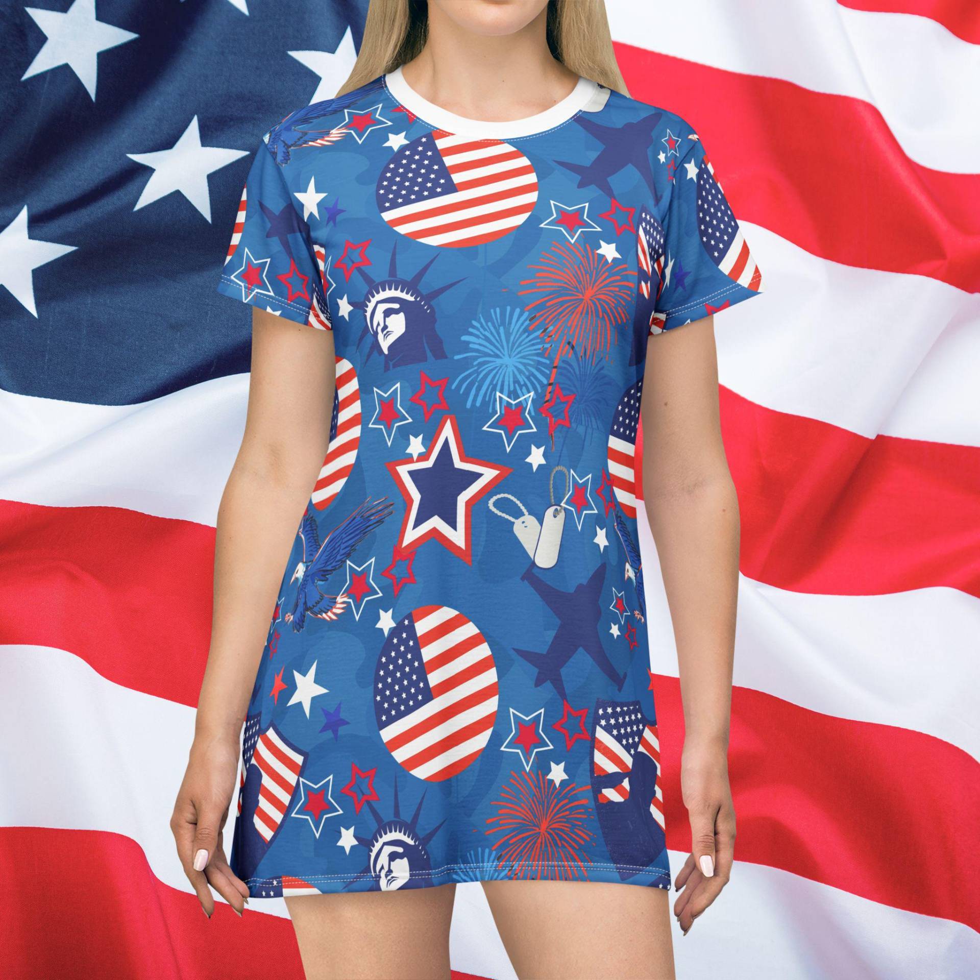 Patriot Duty T-Shirt Dress, Usa, Usa Florida, Patriotic 4Th Of July Labor Day, Summer All Over Print von RelleFromTheBlog
