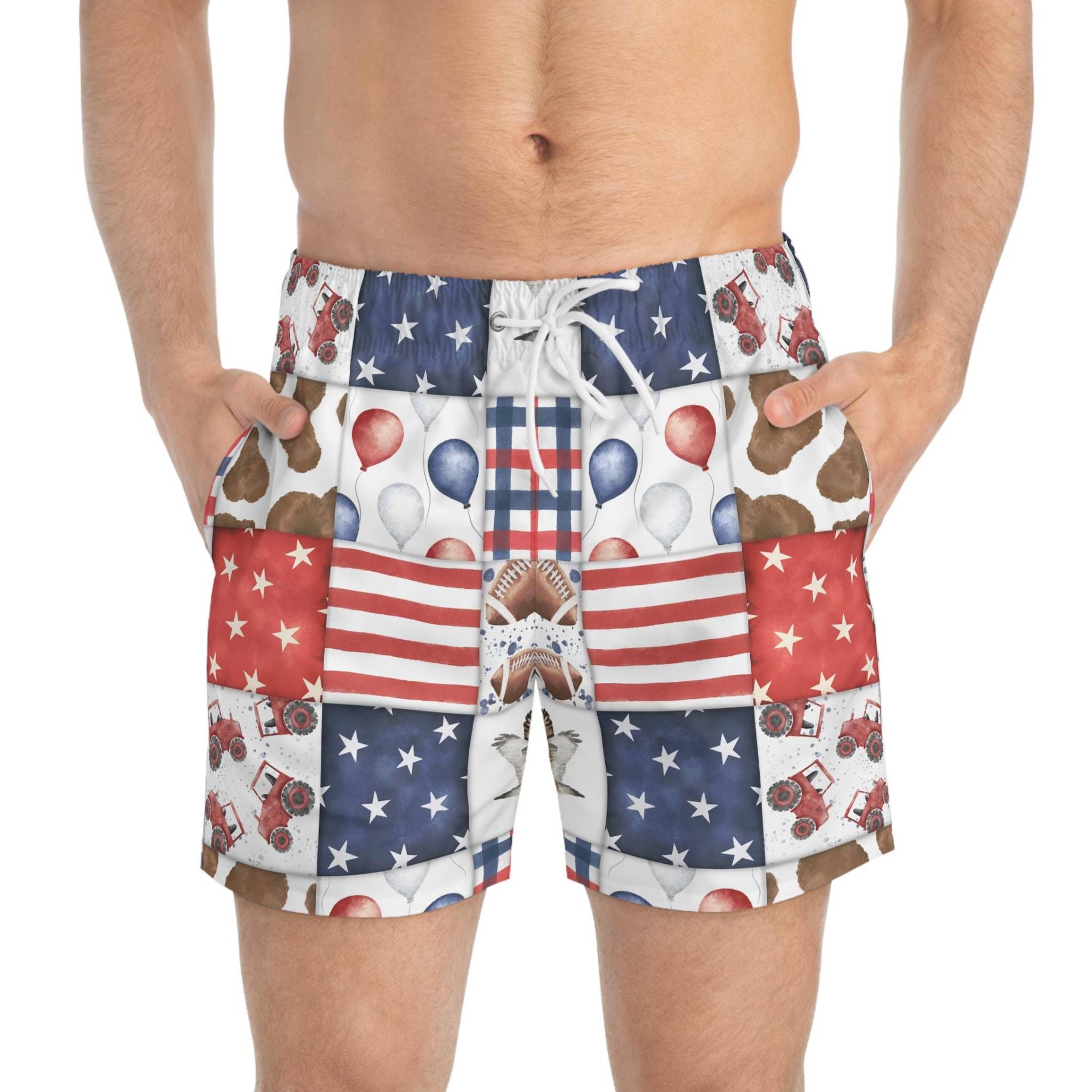 Patriot Patchwork Swim Trunks, Usa Stars Stripes 4Th July Patriotic American Flag von RelleFromTheBlog