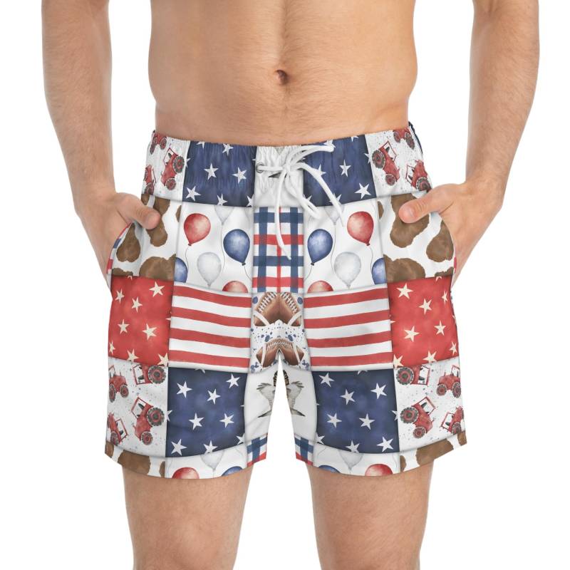 Patriot Patchwork Swim Trunks, Usa Stars Stripes 4Th July Patriotic American Flag von RelleFromTheBlog