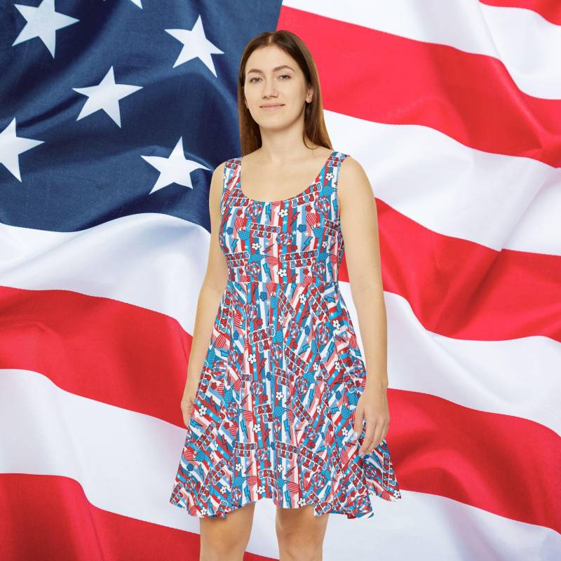 Patriotic Babe Skater Dress, Usa Flag 4Th Of July Labor Day, Summer Formal Dress von RelleFromTheBlog