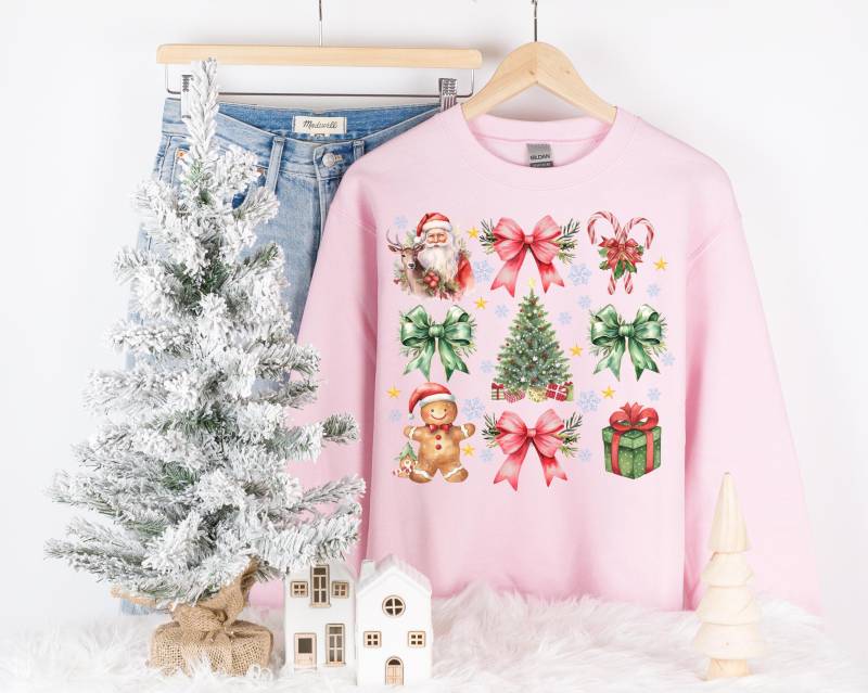Pink Christmas Sweatshirt, Sweater, Shirt, Xmas, Gift, Christmas, Gifts von RelleFromTheBlog