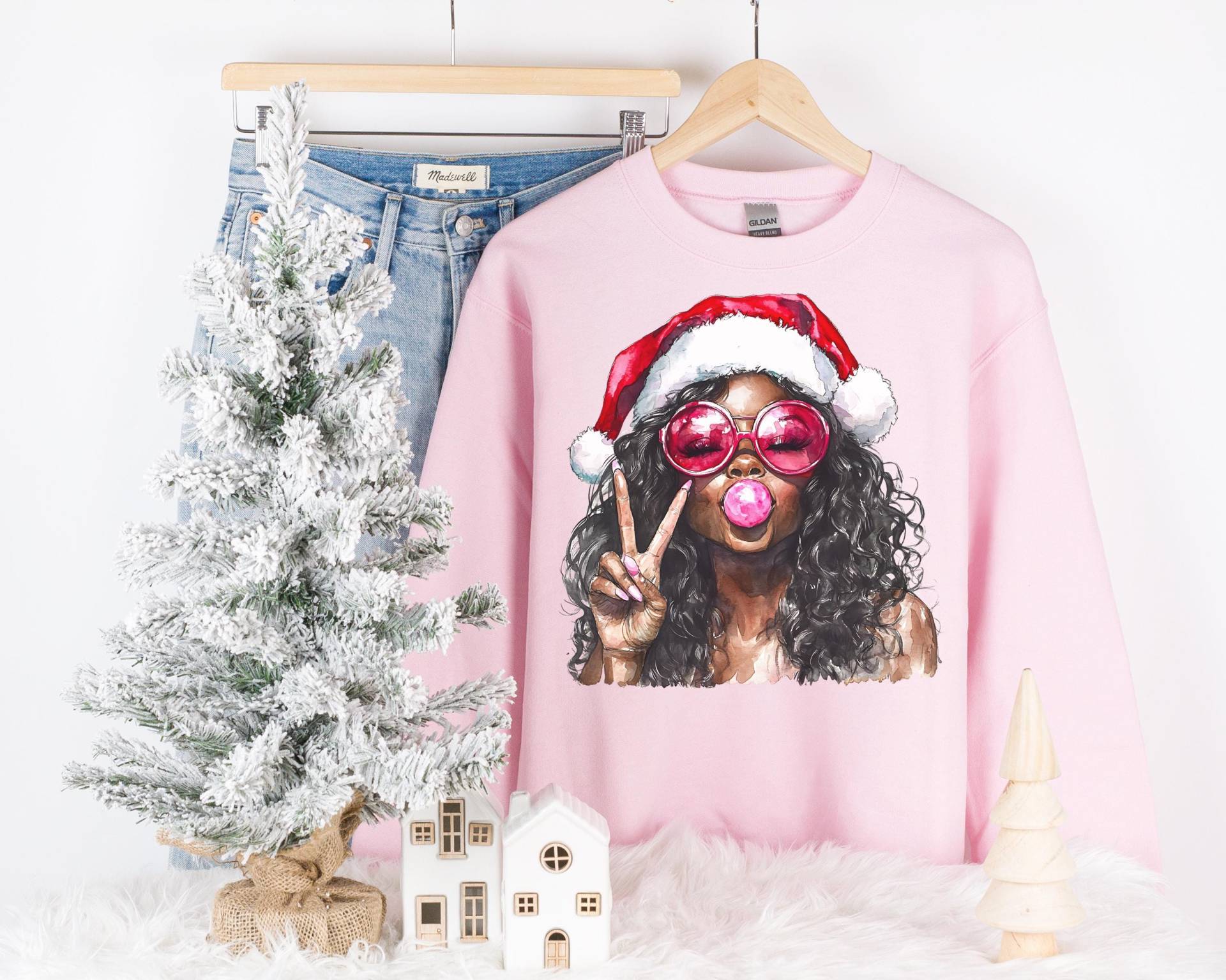 Pink Christmas Sweatshirt, Sweater, Shirt, Xmas, Gift, Christmas, Gifts von RelleFromTheBlog