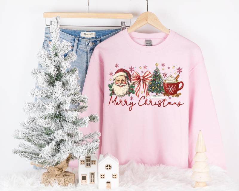 Pink Christmas Sweatshirt, Sweater, Shirt, Xmas, Gift, Christmas, Gifts von RelleFromTheBlog