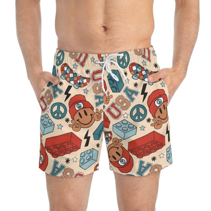 Smiles & Stripes Swim Trunks, Usa Stars 4Th July Patriotic American Flag von RelleFromTheBlog