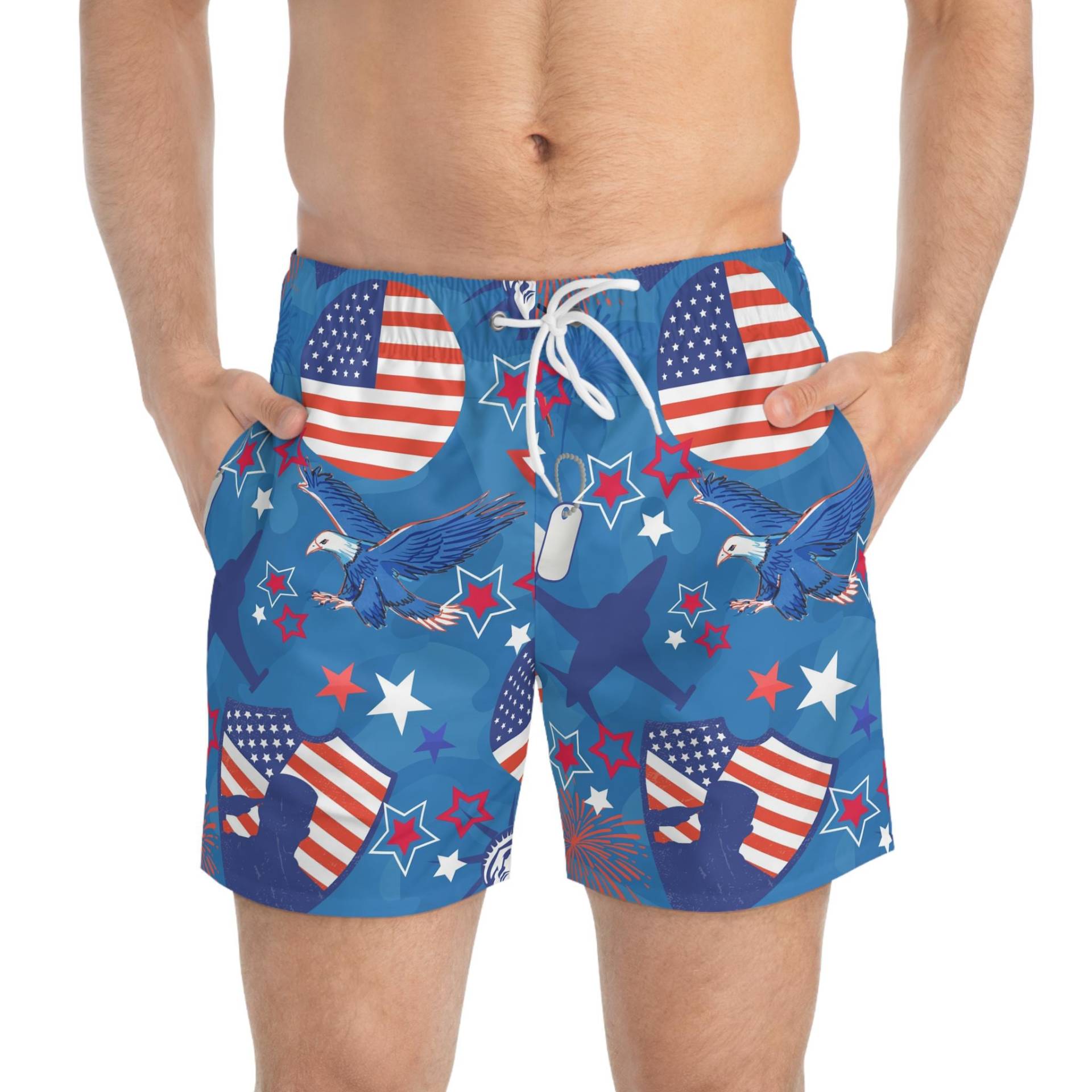 Swim Trunks, Shorts, Wear, Usa Map, Patriotic, Patriotic Fabrics, 4Th July, American Flag von RelleFromTheBlog