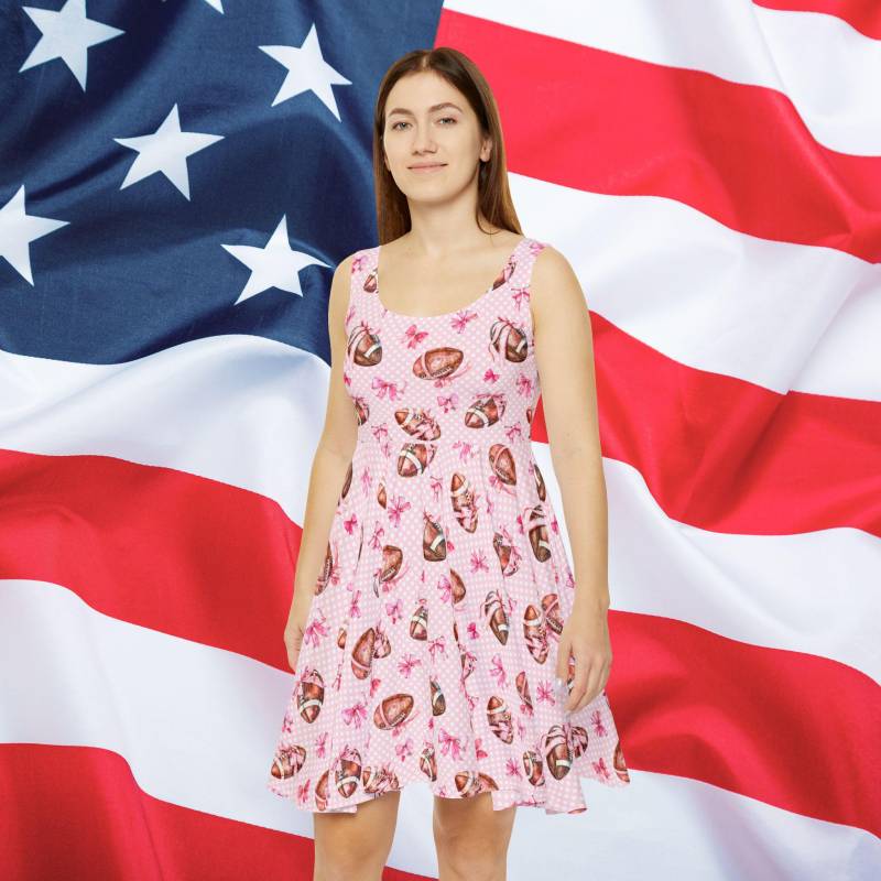 Touchdown Skater Dress, Usa Flag Patriotic 4Th Of July Labor Day, Summer Formal Dress von RelleFromTheBlog