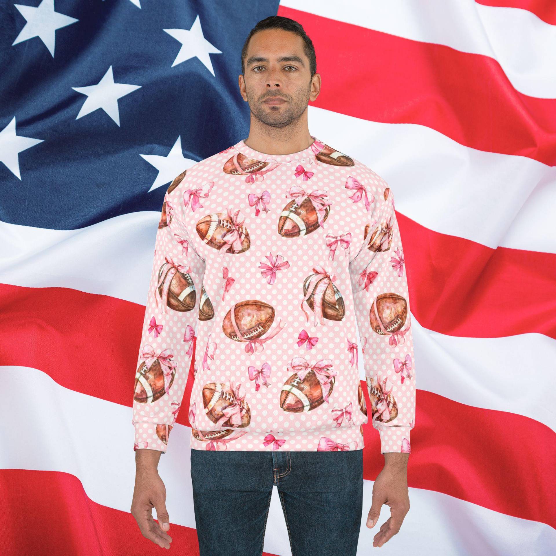 Touchdown Spirit Sweatshirt, Usa Shirt, Flag Patriotic Mens 4Th Of July von RelleFromTheBlog