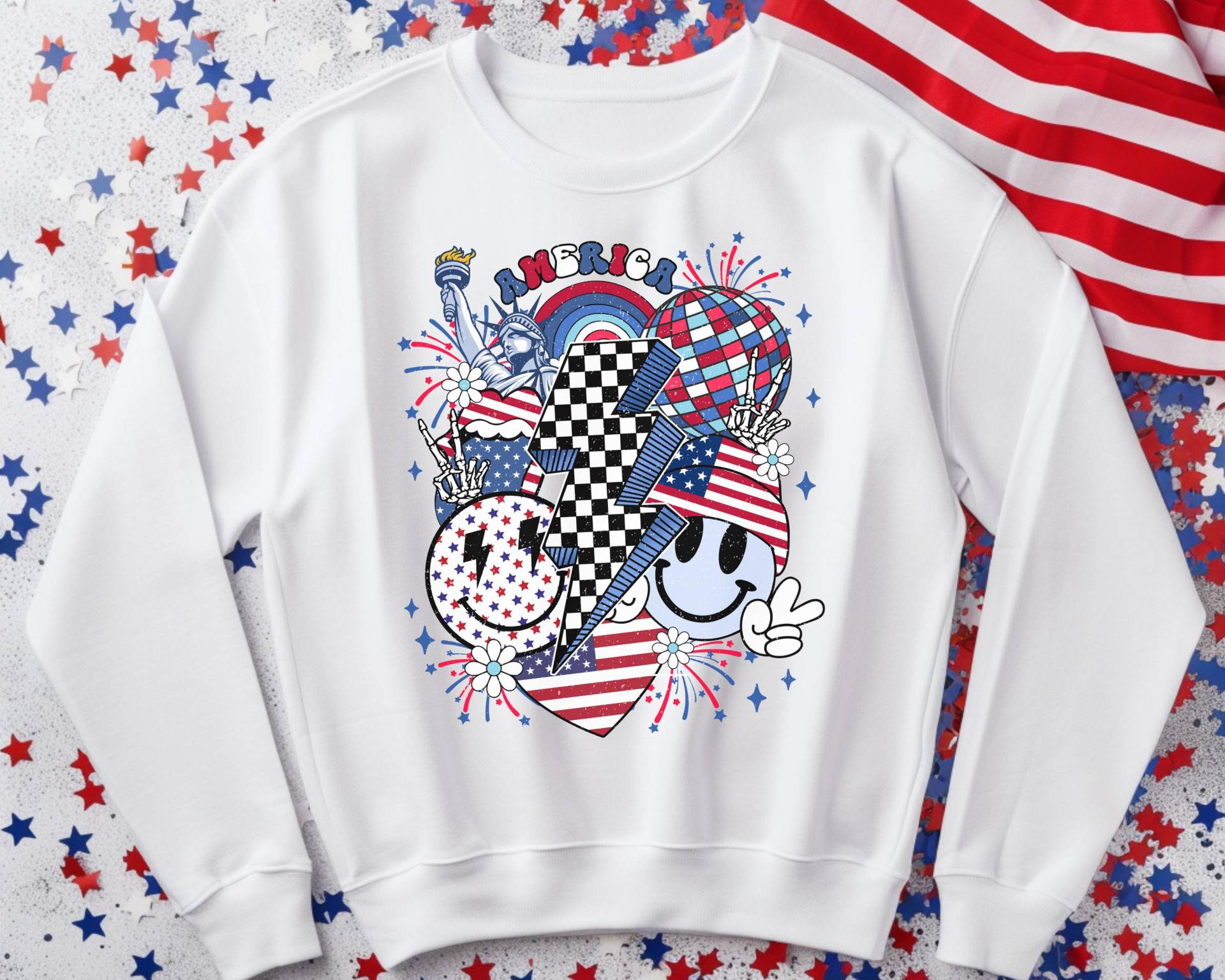 United Spirit Sweatshirt Unisex, Usa Sweatshirt, Patriotic America Flag Hoodie, Retro von RelleFromTheBlog