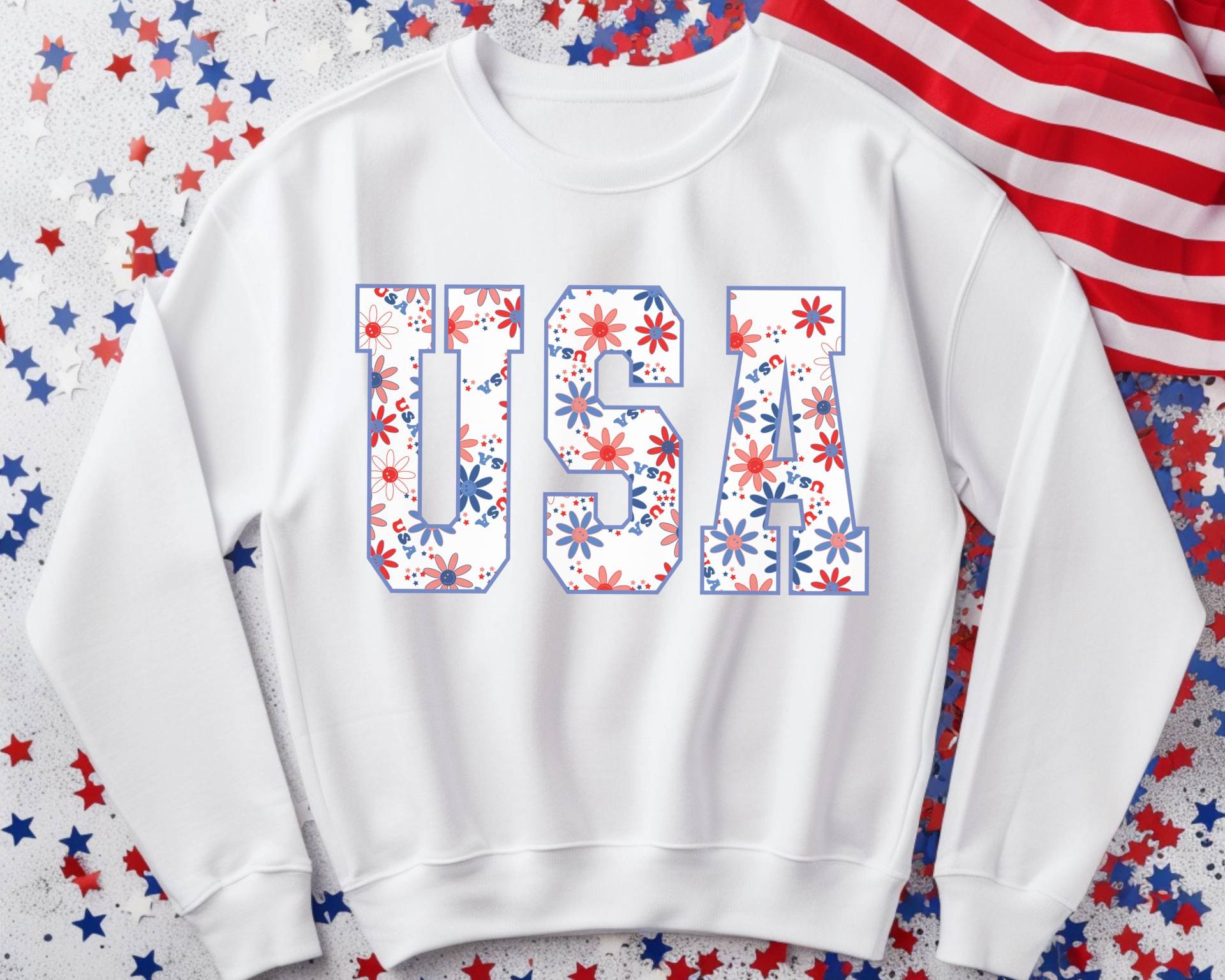 Usa Vibes Sweatshirt Unisex, Sweatshirt, Shirt, Trendy Patriotic America Retro von RelleFromTheBlog