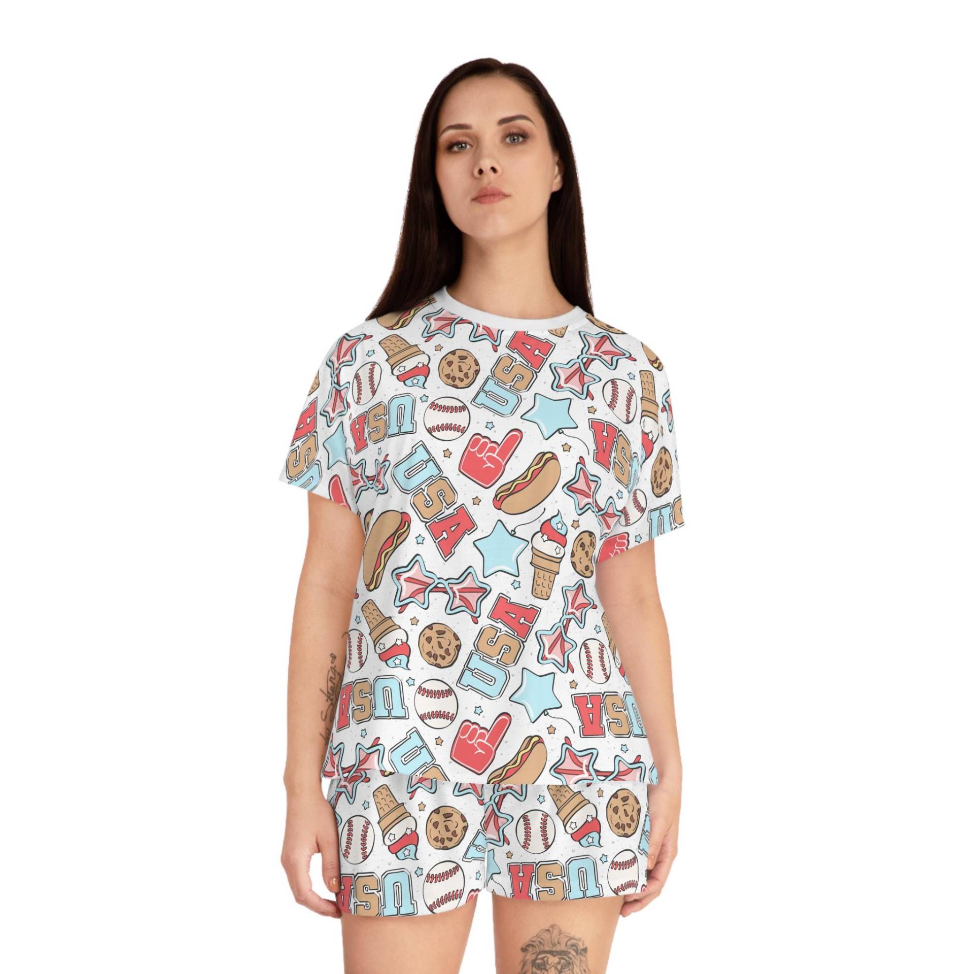 Women's Short Pajama Set, Pajama, Holiday Usa Short, Summer Patriotic Patriotic, 4Th July von RelleFromTheBlog