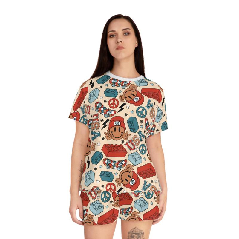 Women's Short Pajama Set, Pajama, Holiday Usa Short, Summer Patriotic Patriotic, 4Th July von RelleFromTheBlog