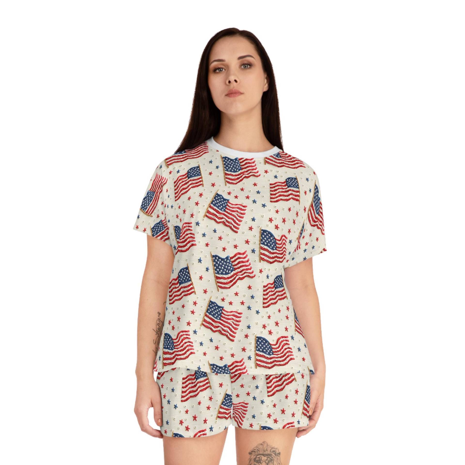 Women's Short Pajama Set, Pajama, Holiday Usa Short, Summer Patriotic Patriotic, 4Th July von RelleFromTheBlog