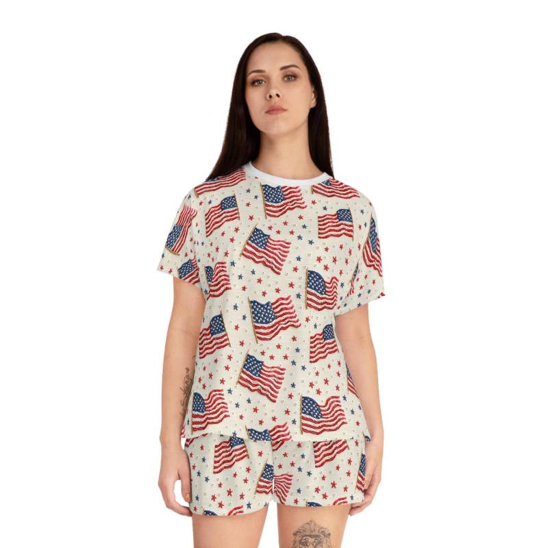 Women's Short Pajama Set, Pajama, Holiday Usa Short, Summer Patriotic Patriotic, 4Th July von RelleFromTheBlog