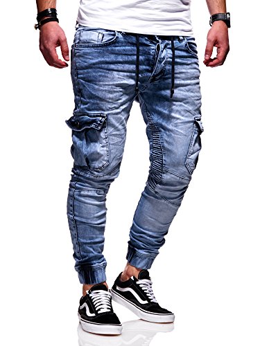 Rello & Reese Herren Biker Jogger-Jeans Hose RJ-3207 (Hellblau, W29/L32) von Rello & Reese