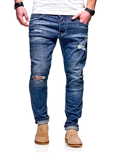 MT Styles Herren Jeans Slim Fit Hose JN-3687 [Blau, W32/L32] von Rello & Reese